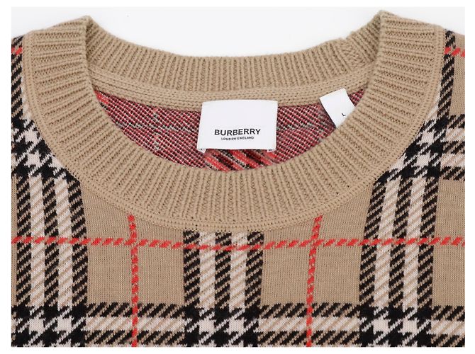 Burberry Check Round Knit Beige - vue 3