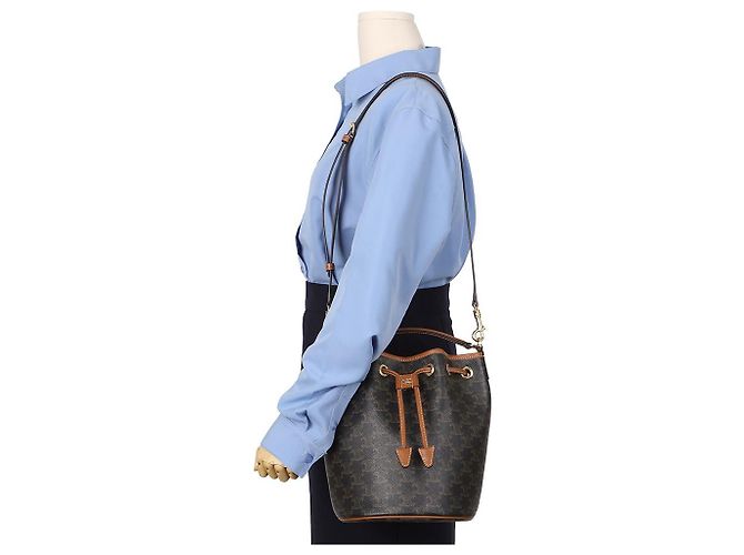 Céline Borsa Clara da donna in tela Triumph e vitello Tan - vista 10