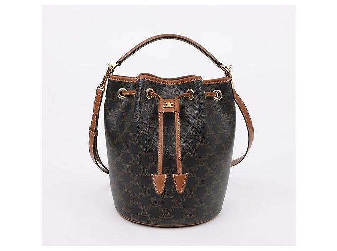Céline Borsa Clara da donna in tela Triumph e vitello Tan - vista 2