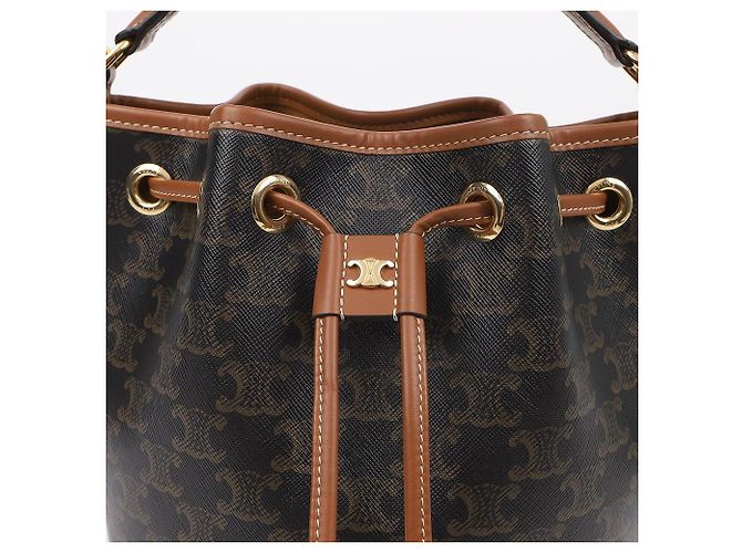 Céline Borsa Clara da donna in tela Triumph e vitello Tan - vista 3