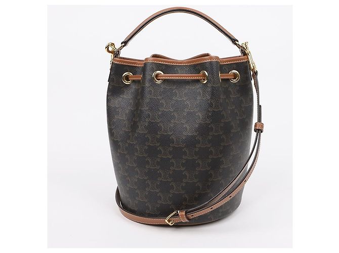 Céline Borsa Clara da donna in tela Triumph e vitello Tan - vista 4