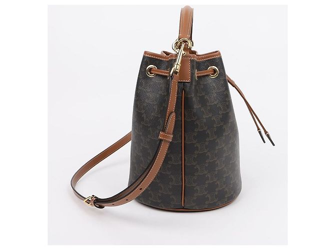 Céline Borsa Clara da donna in tela Triumph e vitello Tan - vista 5