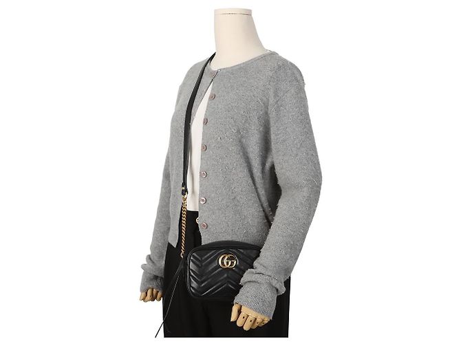 Gucci Borsa a tracolla mini GG Marmont Matelassé Black - vista 13