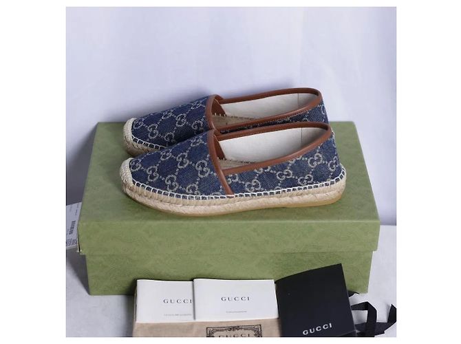 Espadrillas Gucci GG in denim blu - vista 3
