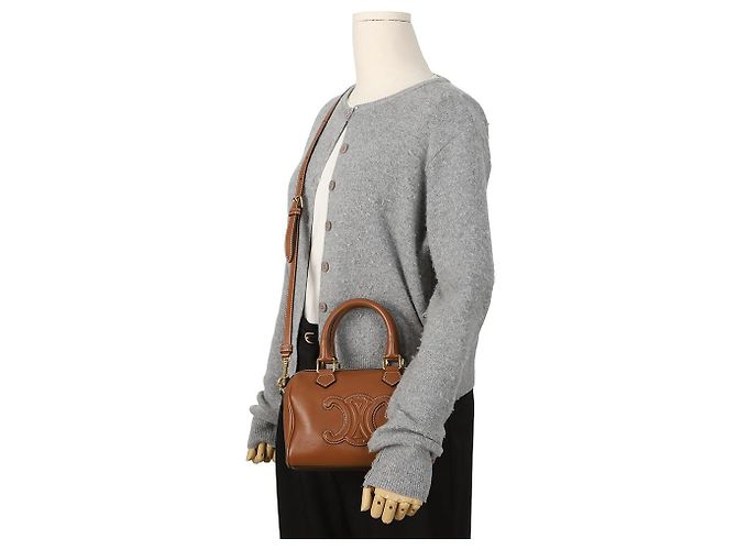 Céline Picca Boston Quille Triomphe in pelle di vitello liscia Tan - vista 10
