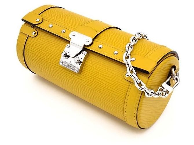 Louis Vuitton Epi Papillon Trunk Borsa a mano in pelle gialla - vista 2