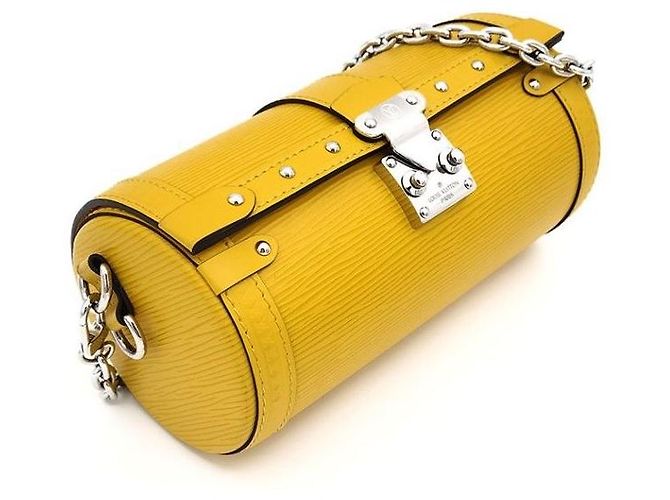 Louis Vuitton Epi Papillon Trunk Borsa a mano in pelle gialla - vista 3