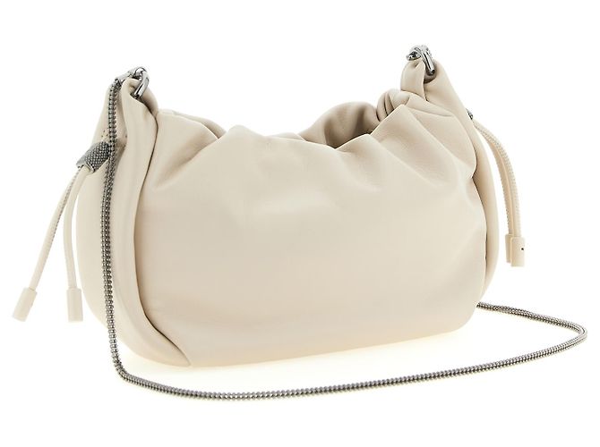 Brunello Cucinelli Borsa a tracolla in pelle di agnello bianca - vista 2
