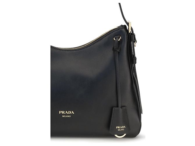 Prada Borsa a tracolla Bos Taurus in pelle di vitello nera - vista 4