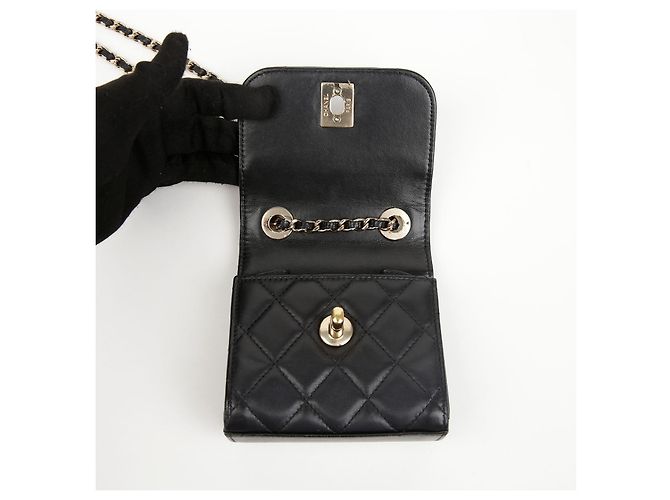 Chanel Borsa a tracolla Trendy CC Mini in pelle d'agnello Nero Oro - vista 11