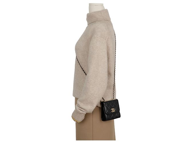Chanel Borsa a tracolla Trendy CC Mini in pelle d'agnello Nero Oro - vista 13