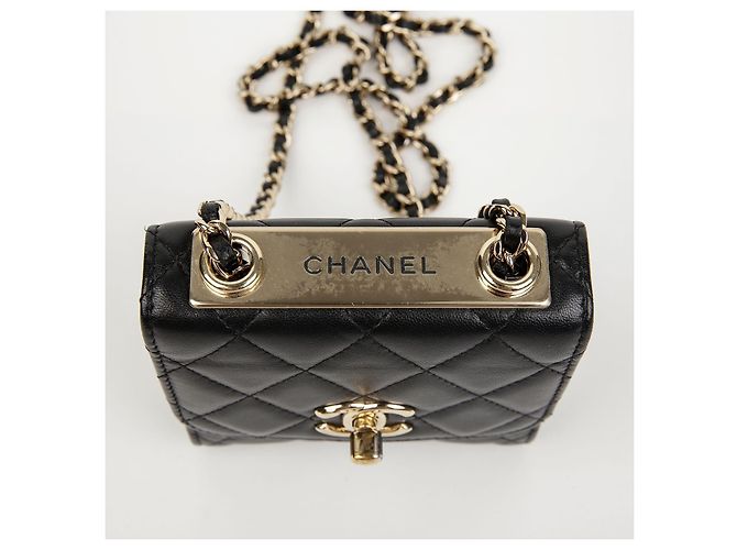 Chanel Borsa a tracolla Trendy CC Mini in pelle d'agnello Nero Oro - vista 3