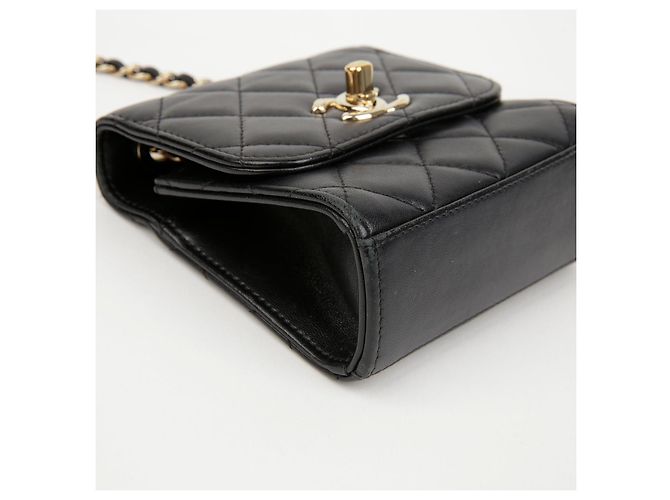 Chanel Borsa a tracolla Trendy CC Mini in pelle d'agnello Nero Oro - vista 8