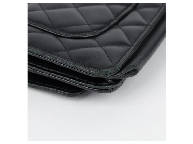 Chanel Borsa a tracolla WOC classica in pelle di agnello nera con hardware argento - vista 11