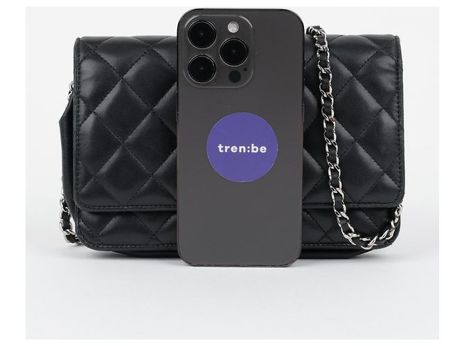 Chanel Borsa a tracolla WOC classica in pelle di agnello nera con hardware argento - vista 15
