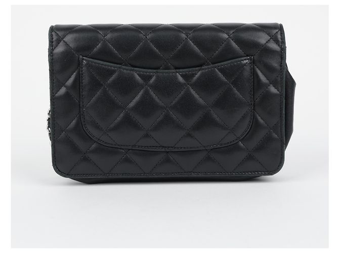 Chanel Borsa a tracolla WOC classica in pelle di agnello nera con hardware argento - vista 4
