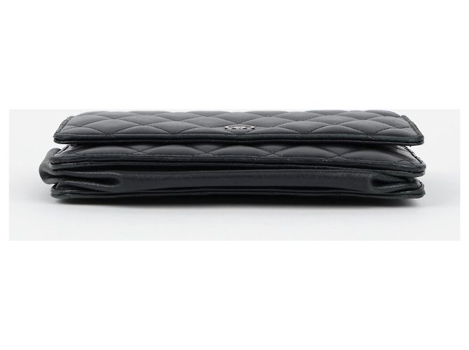 Chanel Borsa a tracolla WOC classica in pelle di agnello nera con hardware argento - vista 6