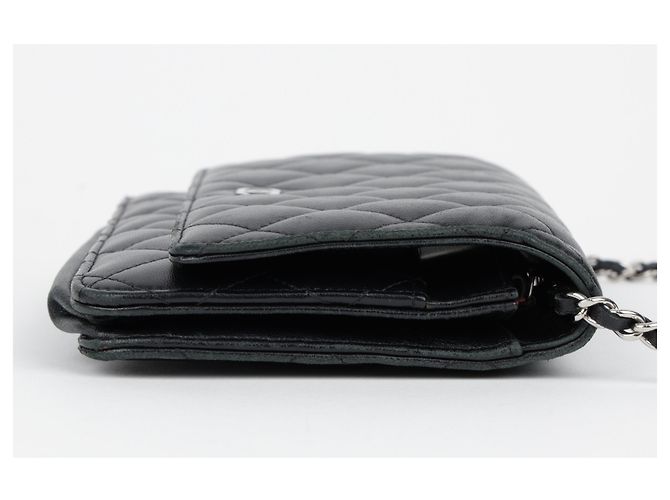 Chanel Borsa a tracolla WOC classica in pelle di agnello nera con hardware argento - vista 7