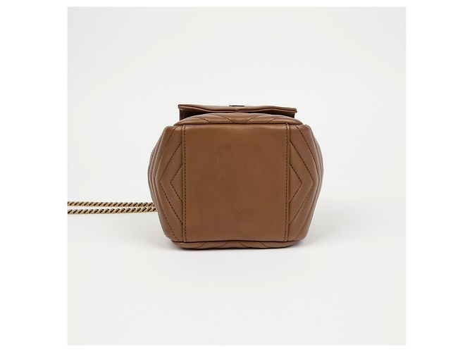 Autre Marque SAINT LAURENT Mini Borsa a Secchiello in Agnello Marrone - vista 10