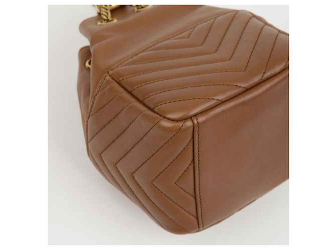 Autre Marque SAINT LAURENT Mini Borsa a Secchiello in Agnello Marrone - vista 13