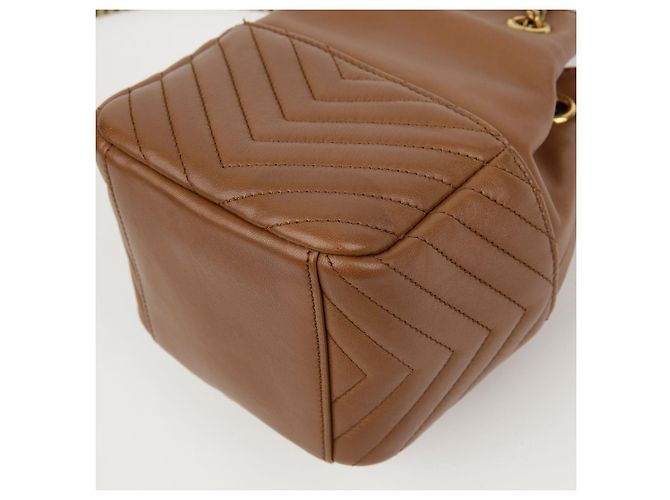 Autre Marque SAINT LAURENT Mini Borsa a Secchiello in Agnello Marrone - vista 14