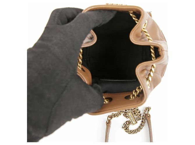 Autre Marque SAINT LAURENT Mini Borsa a Secchiello in Agnello Marrone - vista 17