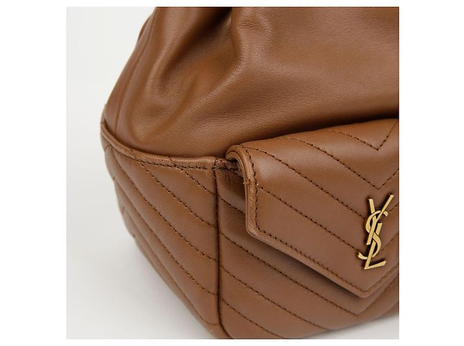 Autre Marque SAINT LAURENT Mini Borsa a Secchiello in Agnello Marrone - vista 3