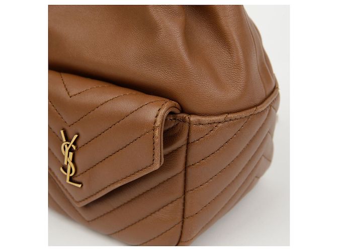 Autre Marque SAINT LAURENT Mini Borsa a Secchiello in Agnello Marrone - vista 5