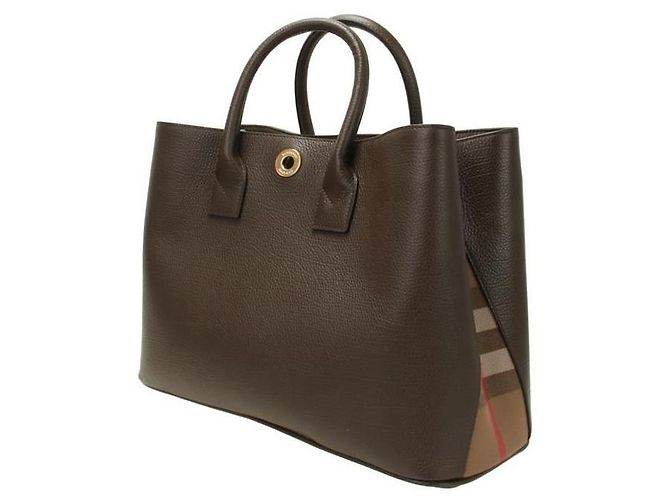 Burberry mala Medium em couro Burman Check - vista 2