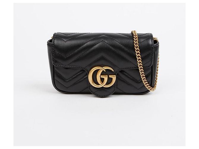 Gucci Borsa a tracolla GG Marmont Super Mini Matelassé nera da donna - vista 2