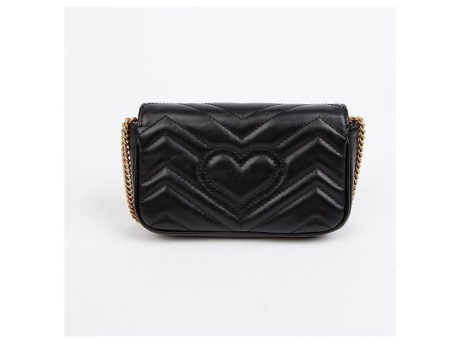 Gucci Borsa a tracolla GG Marmont Super Mini Matelassé nera da donna - vista 4
