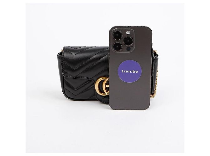 Gucci Borsa a tracolla GG Marmont Super Mini Matelassé nera da donna - vista 9