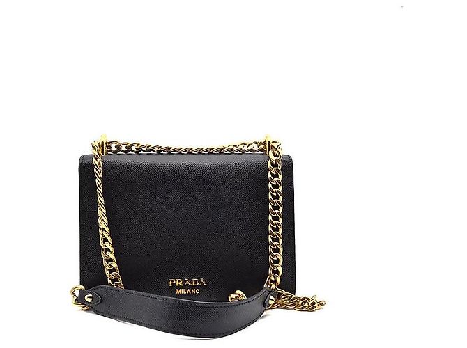 Prada Borsa a tracolla a busta con catena in Saffiano - vista 3