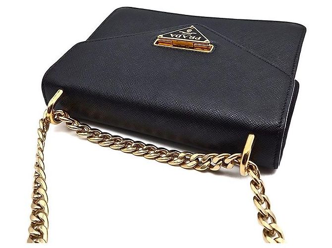 Prada Borsa a tracolla a busta con catena in Saffiano - vista 6