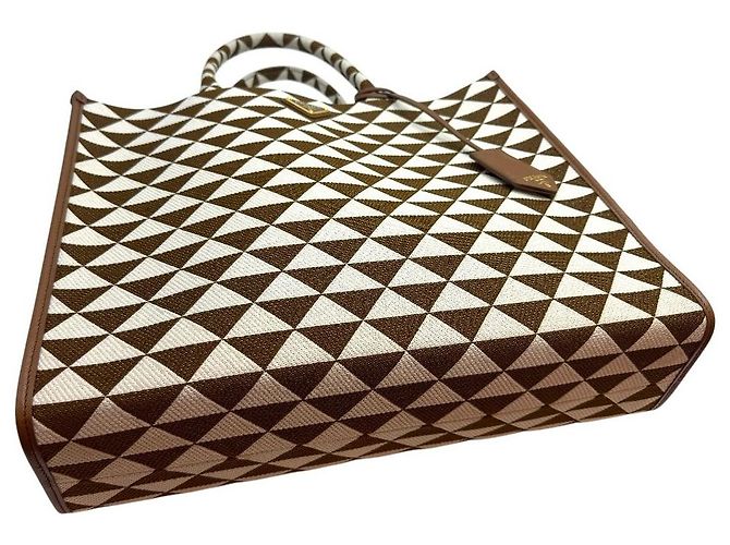 Prada Borsa Tote Symbol Jacquard Tobacco - vista 5