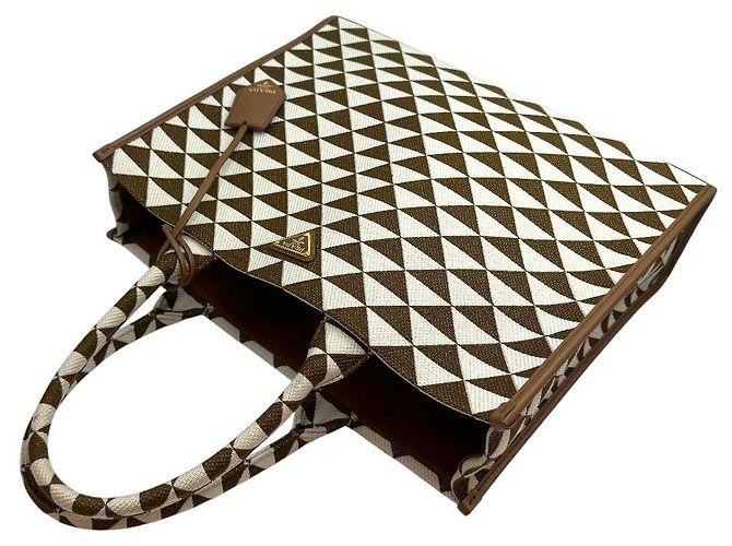 Prada Borsa Tote Symbol Jacquard Tobacco - vista 6
