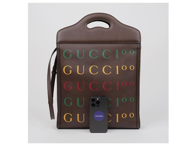 Gucci Großer Leder-Tote-Bag Braun - Ansicht 16