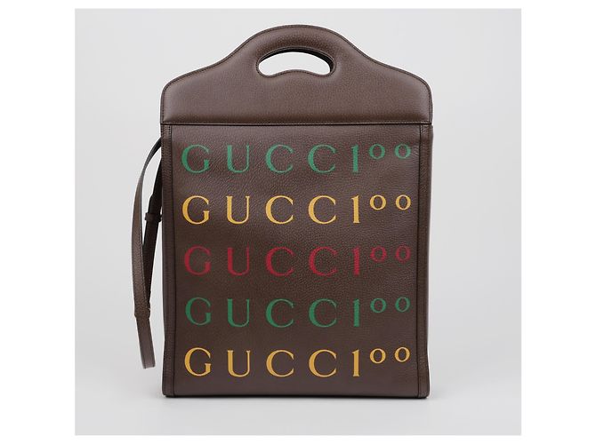 Gucci Großer Leder-Tote-Bag Braun - Ansicht 2