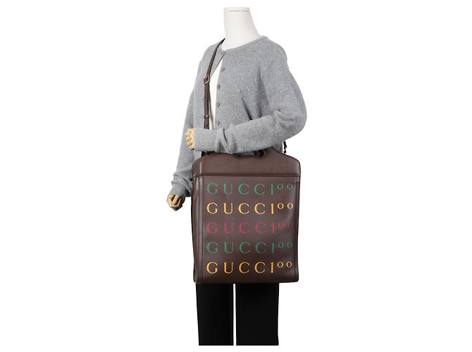Gucci Großer Leder-Tote-Bag Braun - Ansicht 24