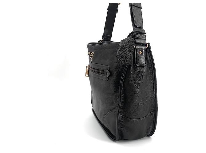 Prada Cervo Gold Logo Schultertasche - Ansicht 4