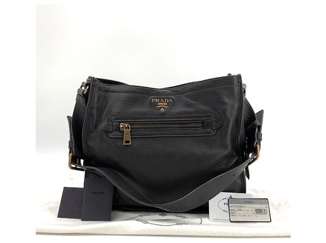 Prada Cervo Gold Logo Schultertasche - Ansicht 9