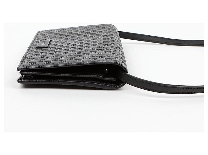 Gucci Borsa a Tracolla Mini Leather Microshima Nera - vista 5
