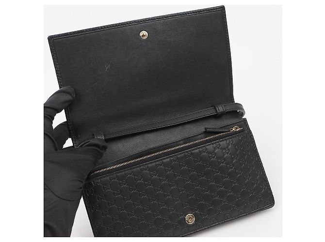 Gucci Borsa a Tracolla Mini Leather Microshima Nera - vista 8