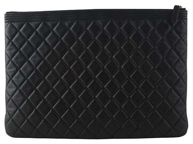 Clutch Boy Chanel Caviar Gold Large - vista 2