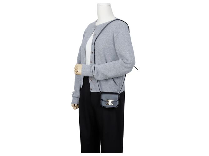 Céline Mini Claude aus glänzendem Kalbsleder schwarz - Ansicht 11