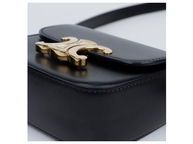 Céline Mini Claude aus glänzendem Kalbsleder schwarz - Ansicht 7