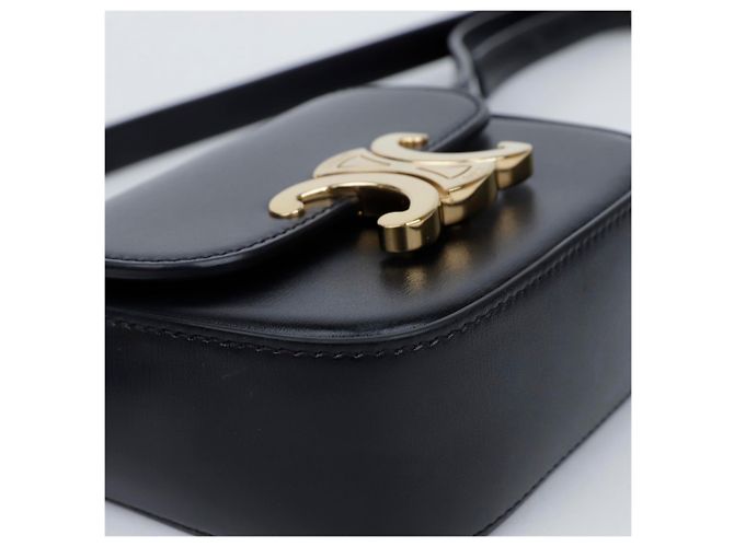 Céline Mini Claude aus glänzendem Kalbsleder schwarz - Ansicht 8