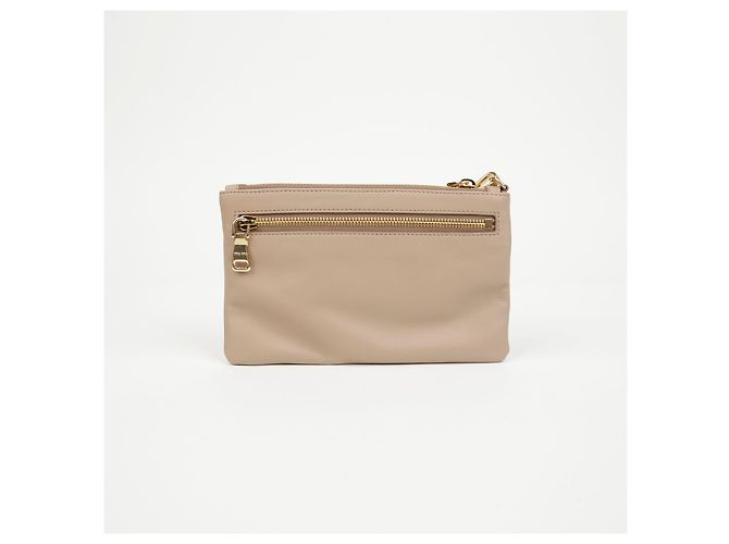 Clutch Miu Miu Logo Strap in pelle marrone - vista 3