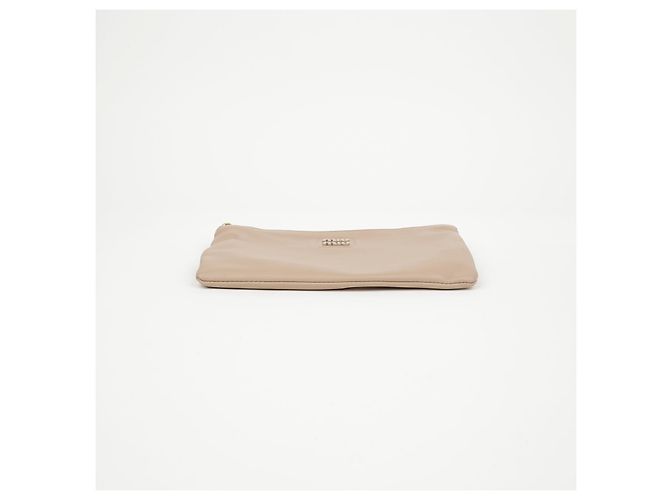 Clutch Miu Miu Logo Strap in pelle marrone - vista 5