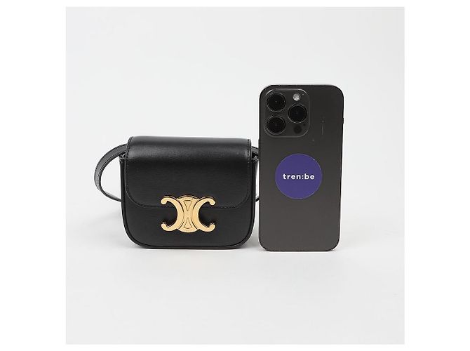 Céline Mini Claud in vitello lucido nero - vista 11